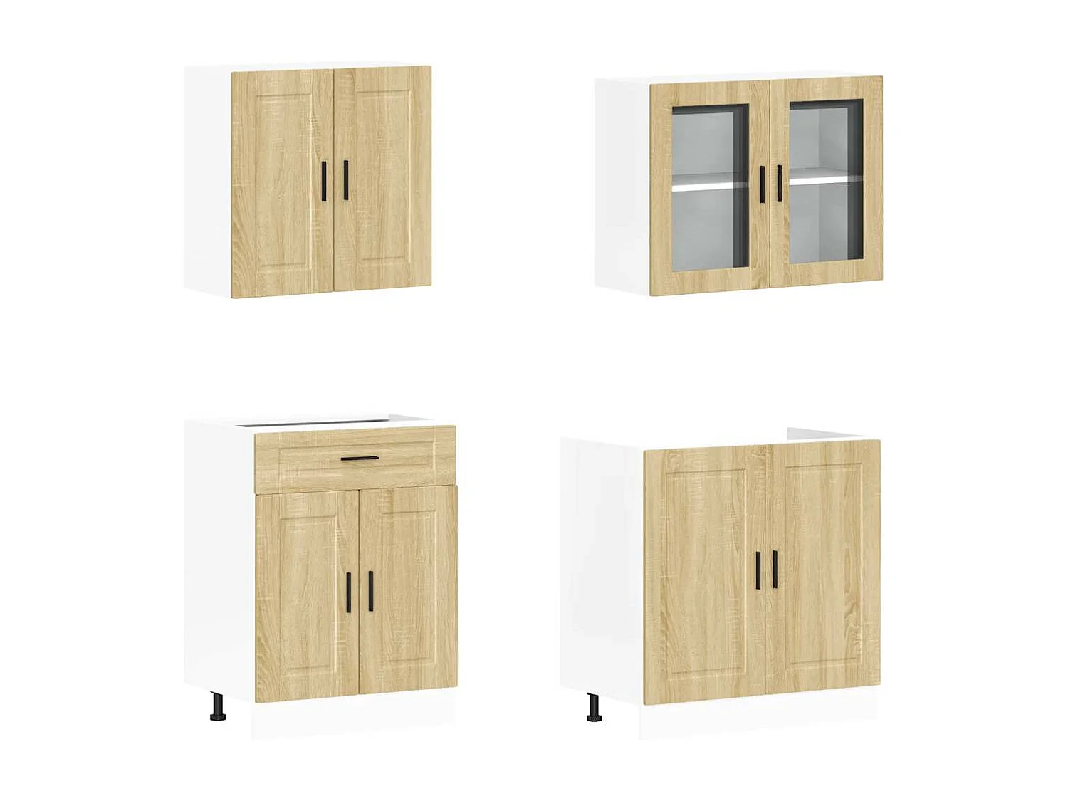 4 peças armário de cozinha conjunto Porto sonoma carvalho