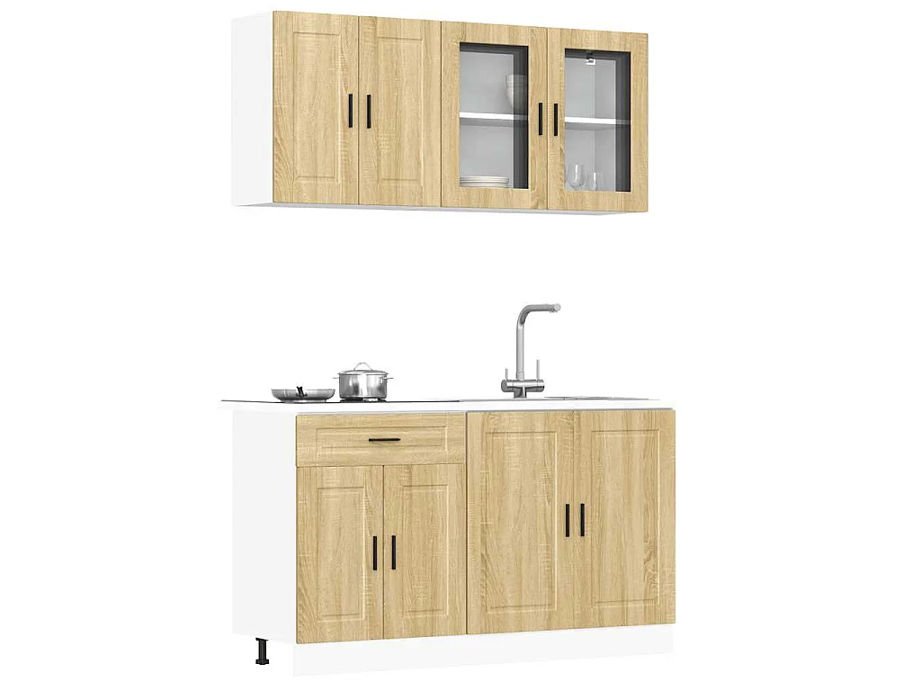 Ensemble de 4 meubles de cuisine "Porto" en chêne Sonoma