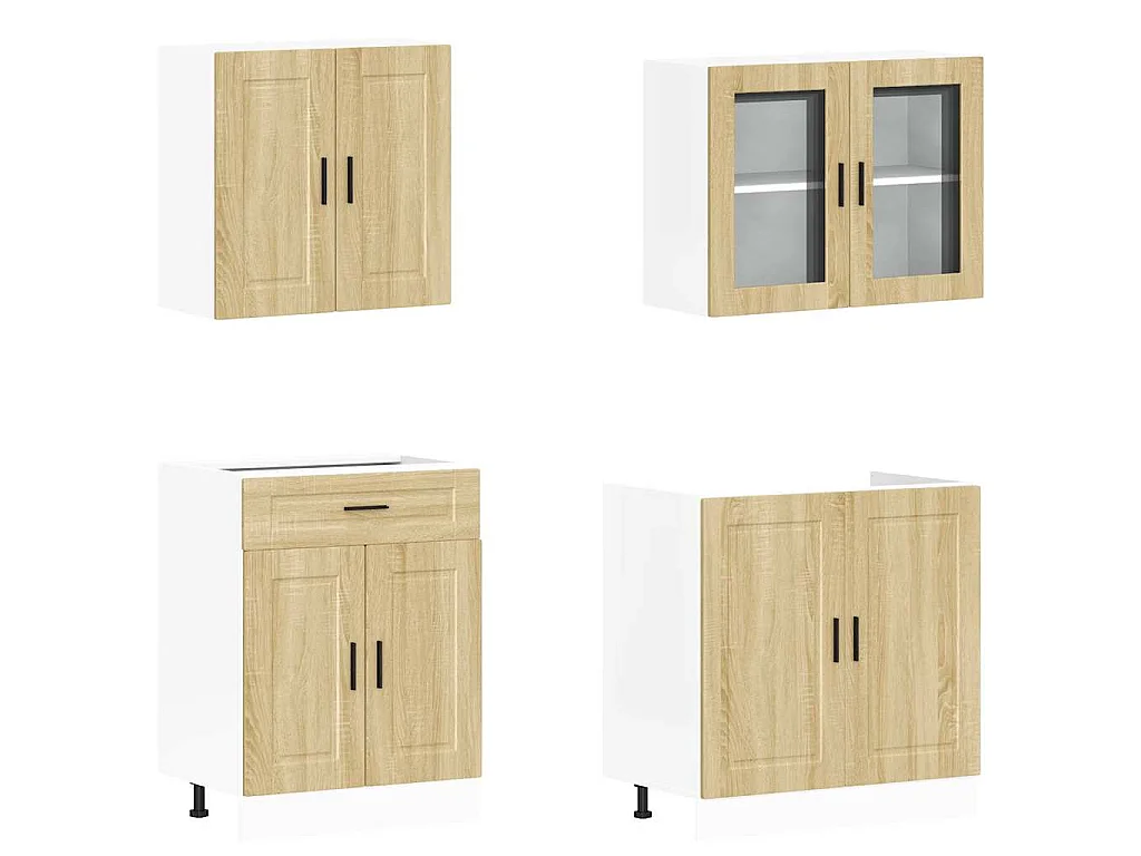 Ensemble de 4 meubles de cuisine "Porto" en chêne Sonoma