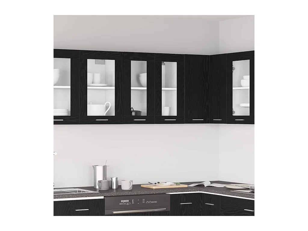 Armoire en Verre Suspendue Riga Chêne noir 60 x 31 x 60 cm