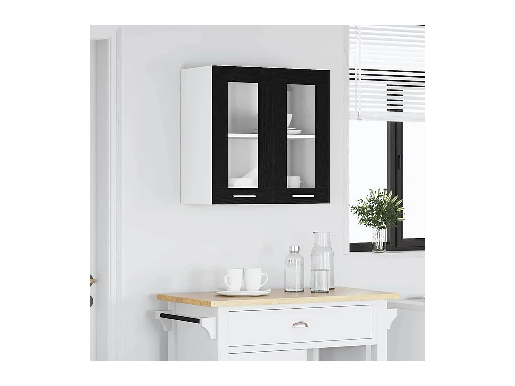 Armoire en Verre Suspendue Riga Chêne noir 60 x 31 x 60 cm