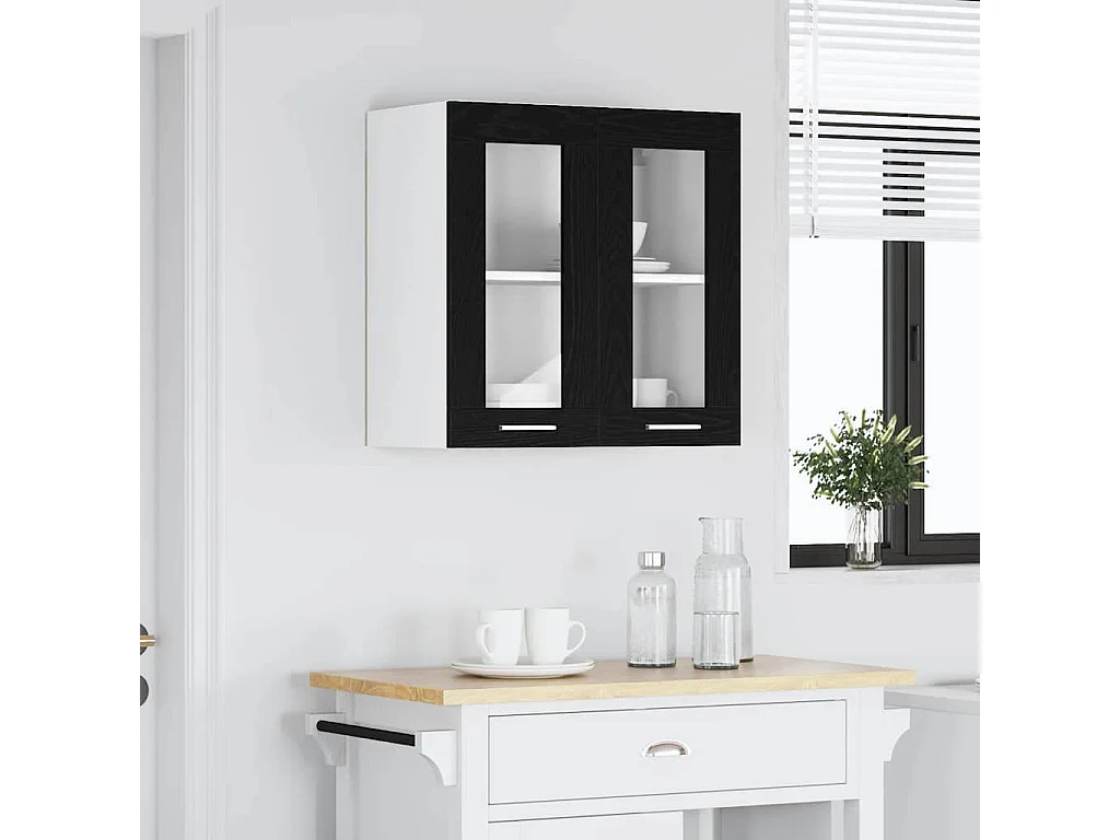 Armoire suspendue avec étagère Riga Chêne noir 60 x 31 x 60 cm