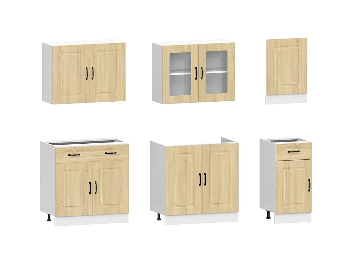 Ensemble d'armoires de cuisine 7 pcs Kalmar bois d'ingénierie