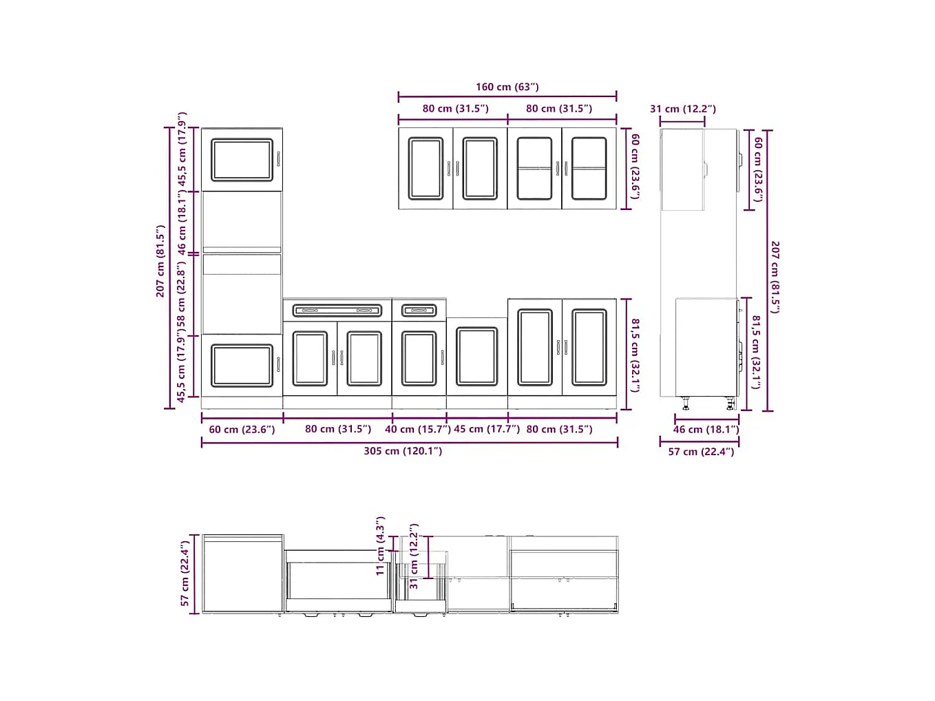 Ensemble d'armoires de cuisine 7 pcs Kalmar bois d'ingénierie