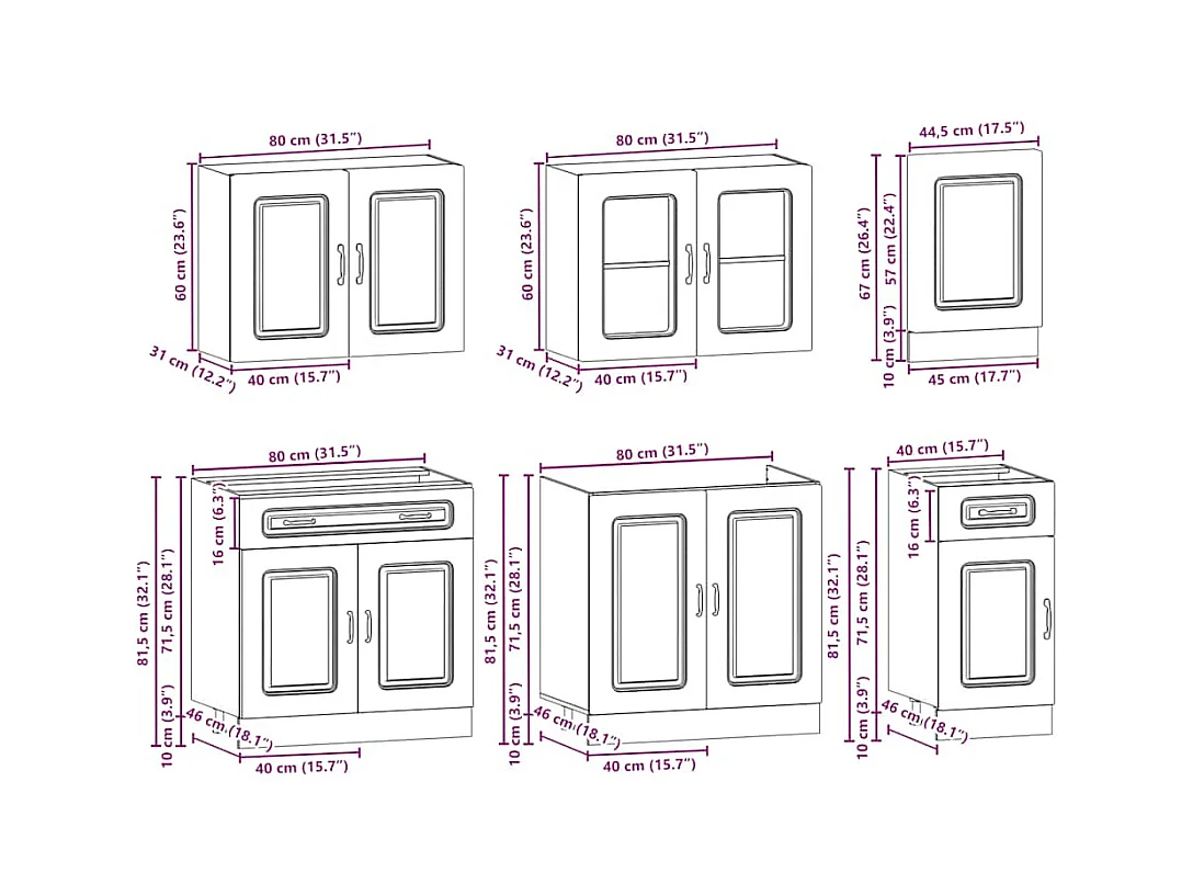 Ensemble d'armoires de cuisine 7 pcs Kalmar bois d'ingénierie