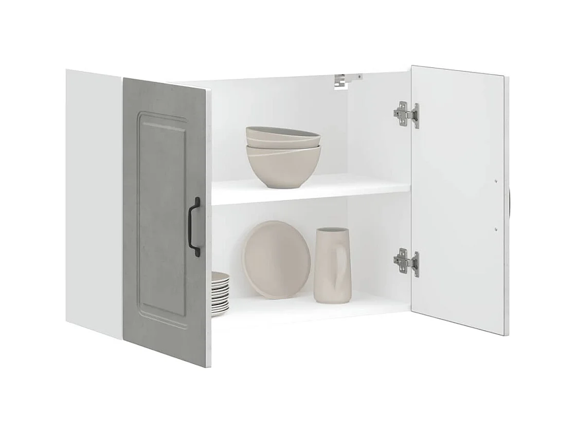 Armoire murale de cuisine Kalmar gris béton bois d'ingénierie