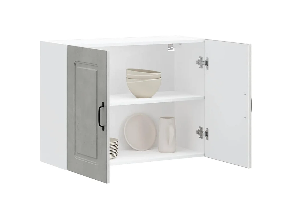 Armoire murale de cuisine Kalmar gris béton bois d'ingénierie
