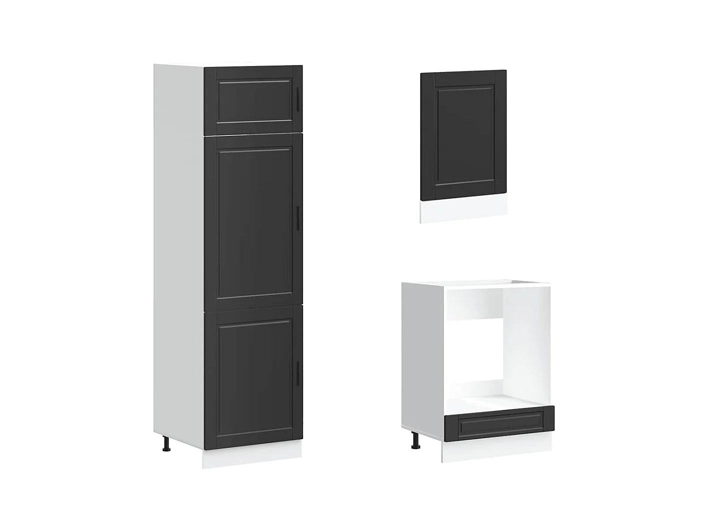 Conjunto de armarios de cocina "Porto" de 7 piezas de madera de ingeniería negra