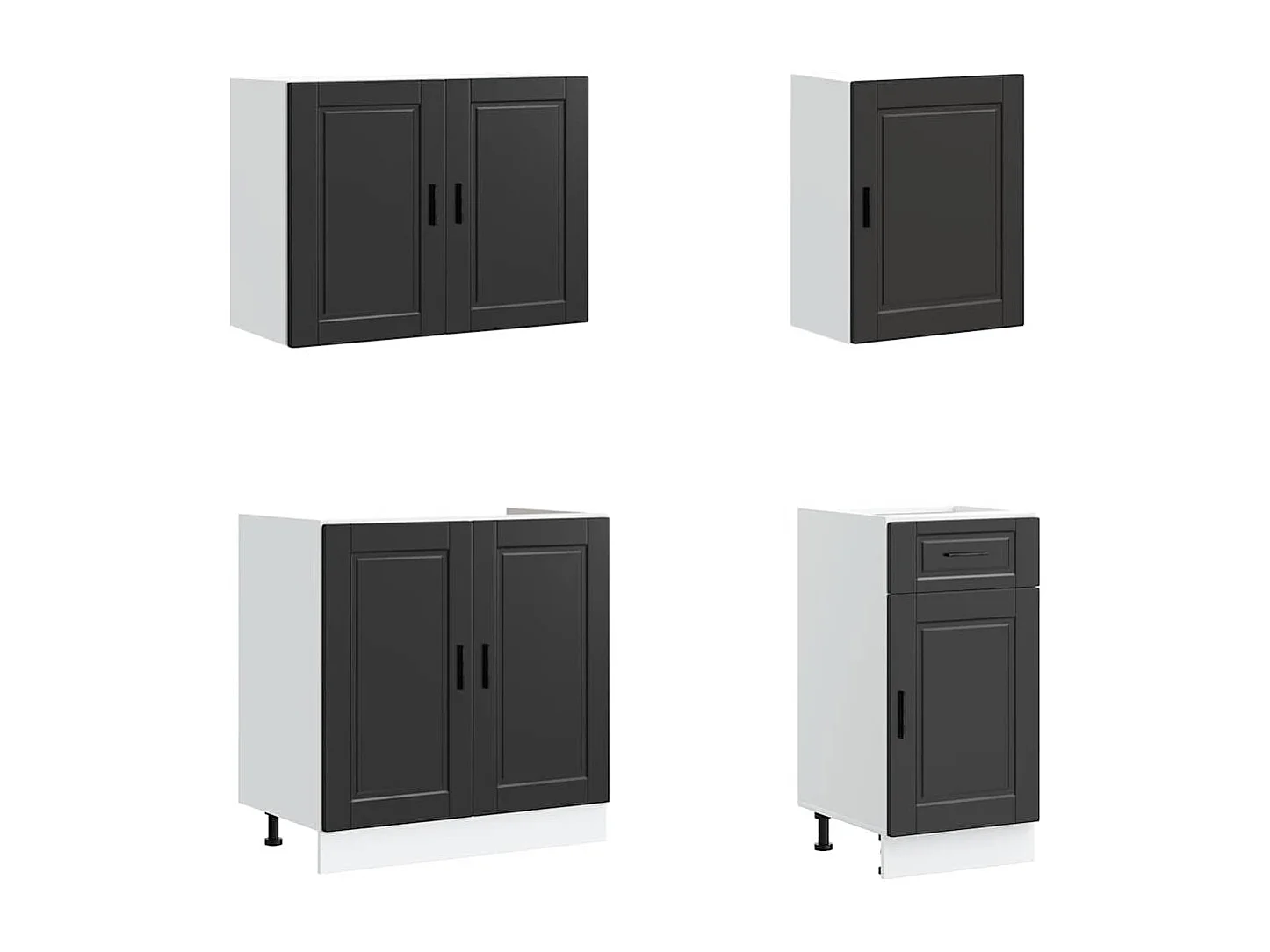 7-delige Keukenkastenset Porto bewerkt hout zwart