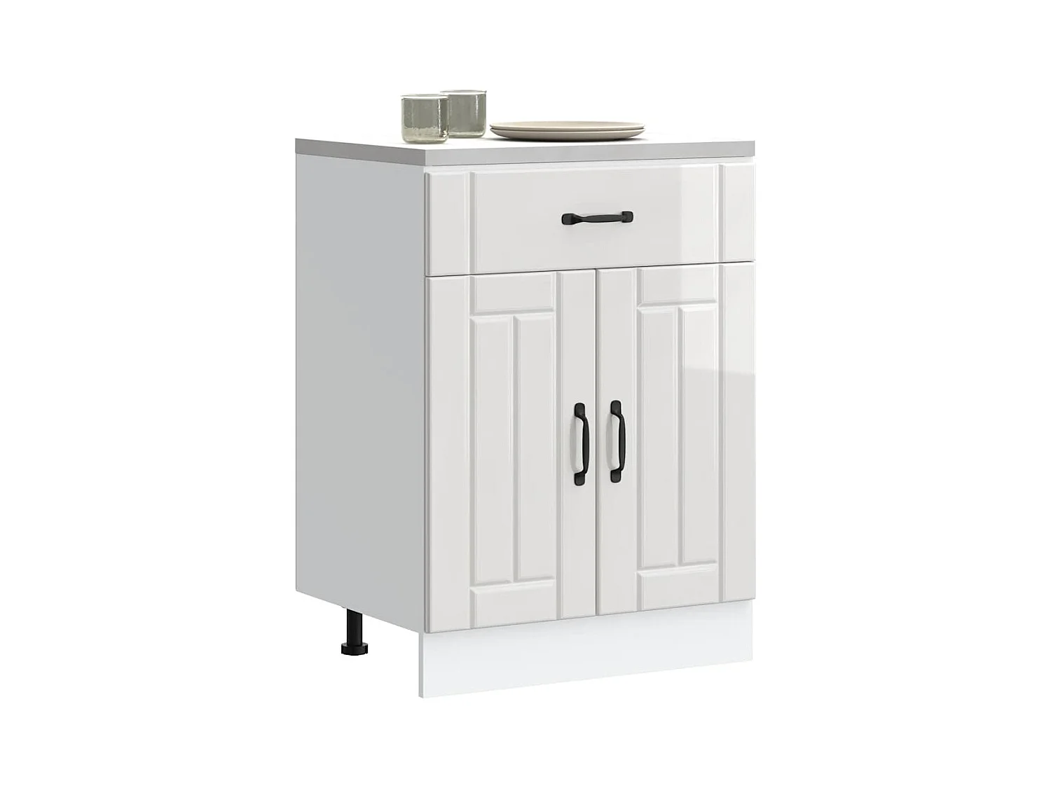 Armoire de cuisine Lucca blanc brillant bois ingénierie