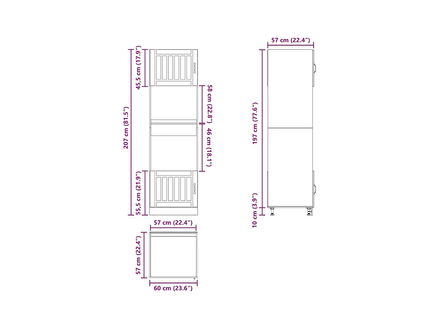 Ovenkasten 2 st Lucca bewerkt hout zwart