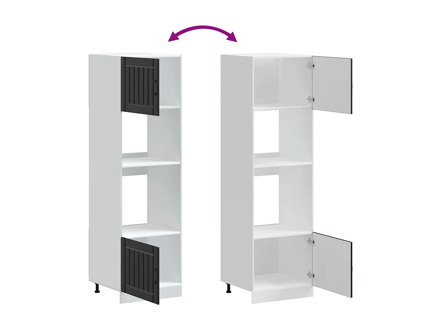 Armoires de four 2 pièces "Lucca" Bois d'ingénierie noir