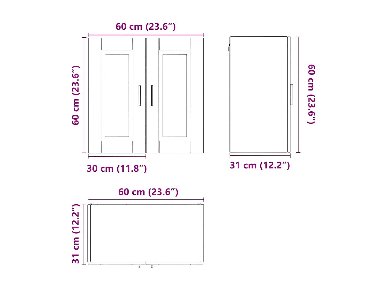 Armoire murale de cuisine Porto blanc brillant bois ingénierie