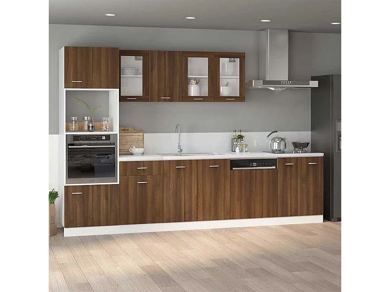 Mikrowellenumbauschrank Lyon Braun Eichen-Optik 60x57x207 cm