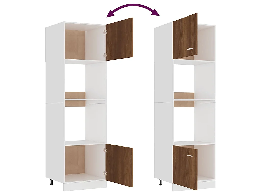 Magnetronkast Lyon 60x57x207 cm bewerkt hout bruin eikenkleur