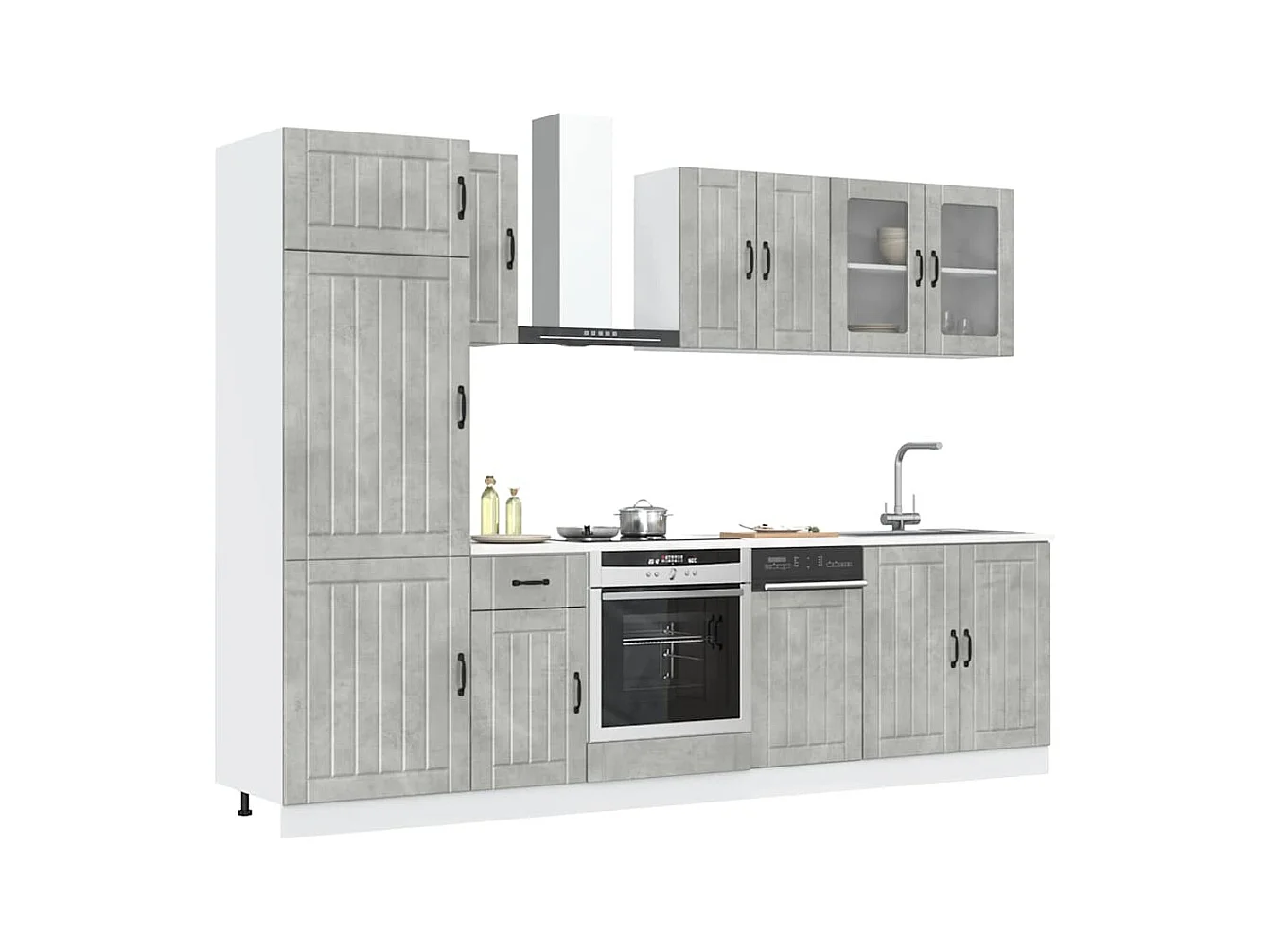 Set Mobili da Cucina 8 pz Lucca Grigio Cemento in Truciolato