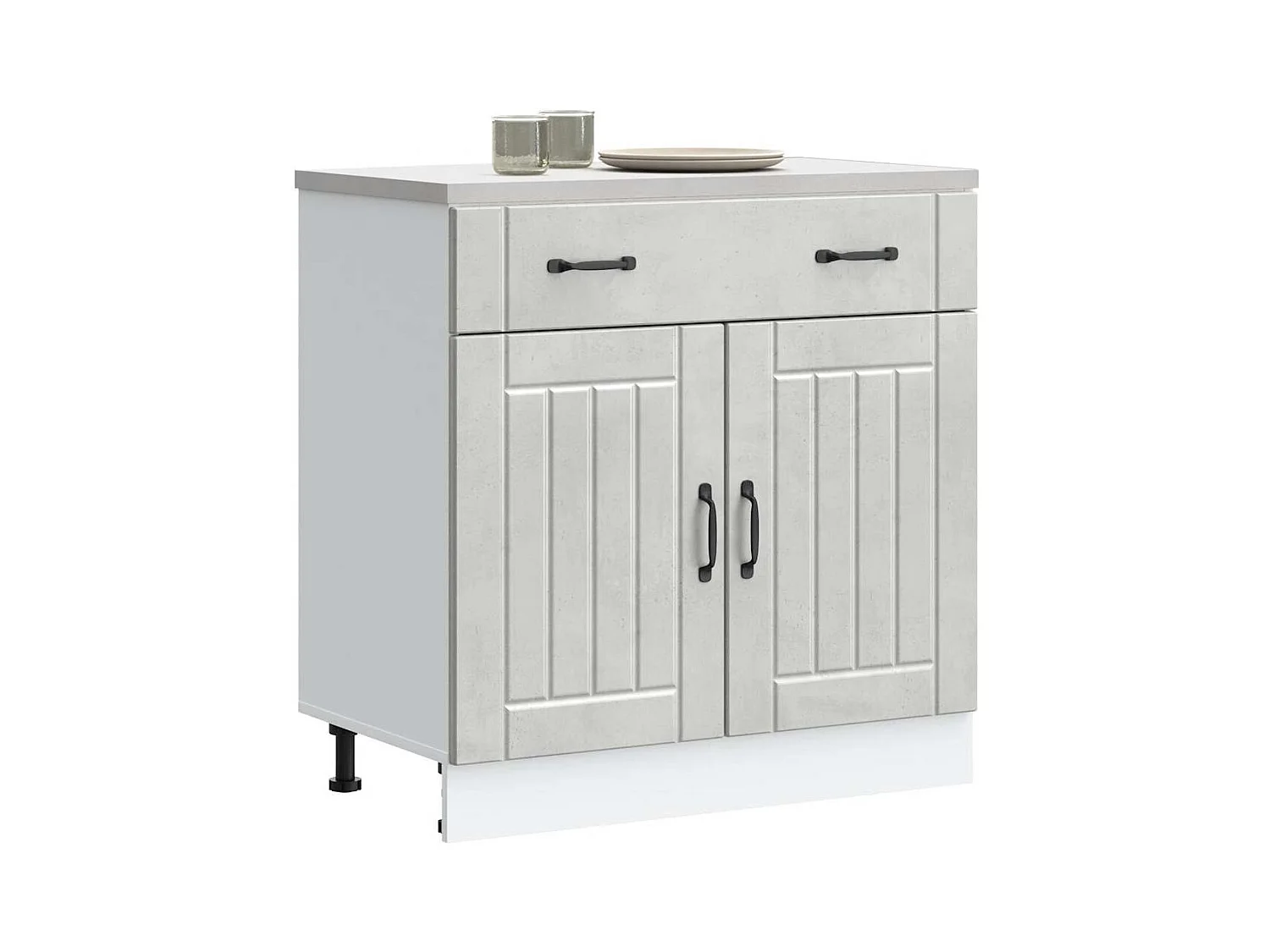 Armoire de cuisine Lucca gris béton bois ingénierie