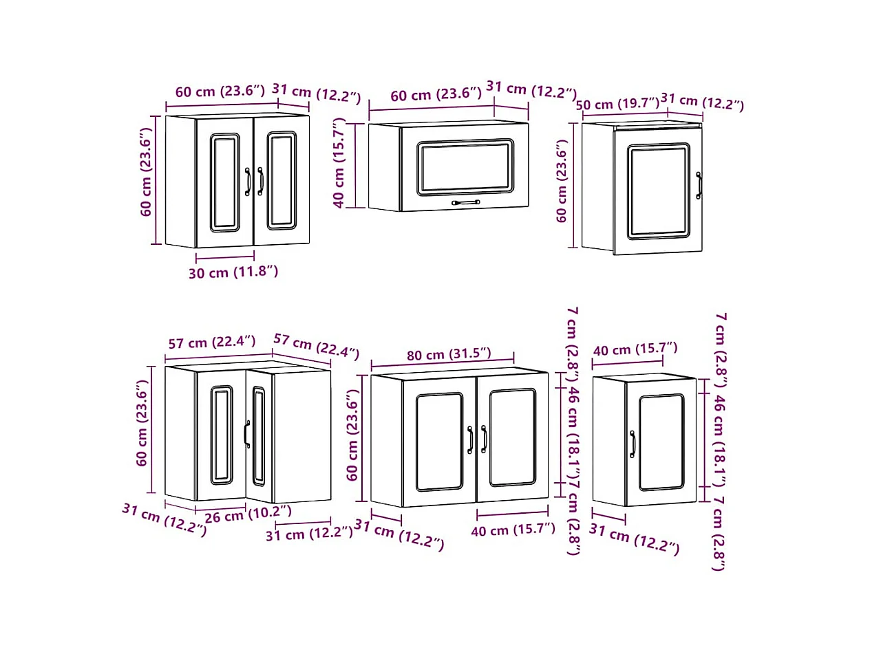 11 peças armário de cozinha conjunto Kalmar sonoma carvalho