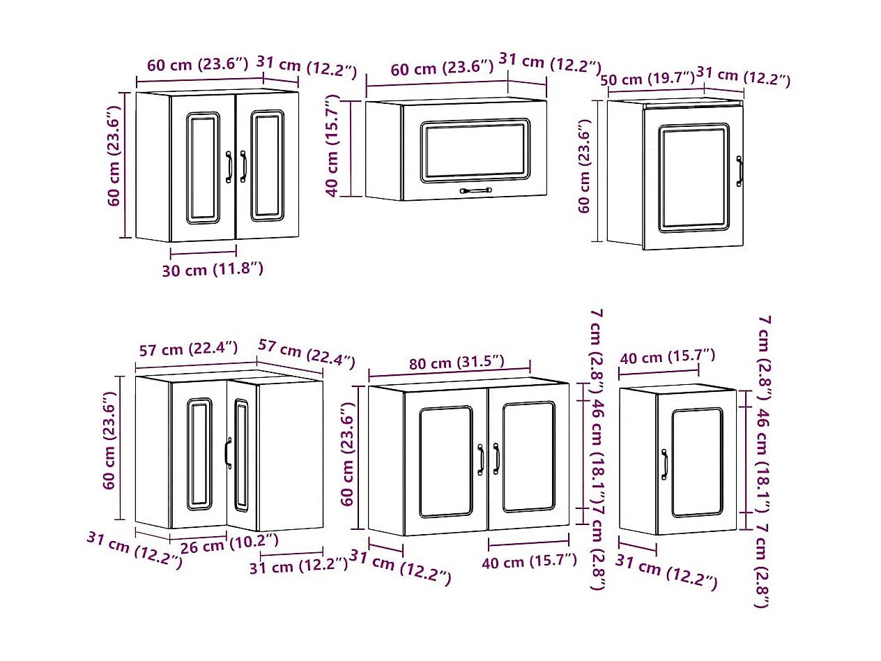 Ensemble d'armoires de cuisine 11 pcs Kalmar bois d'ingénierie