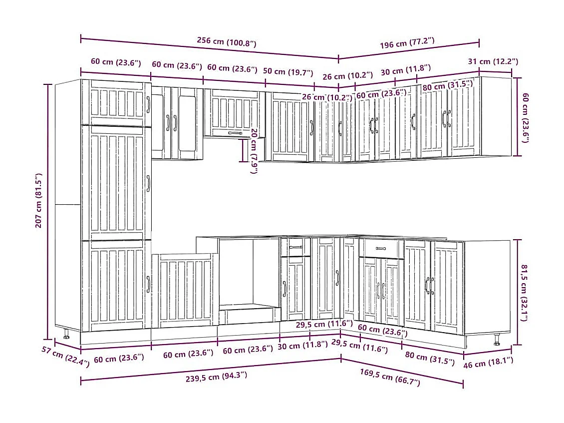 Ensemble d'armoires de cuisine 14 pcs Lucca bois d'ingénierie