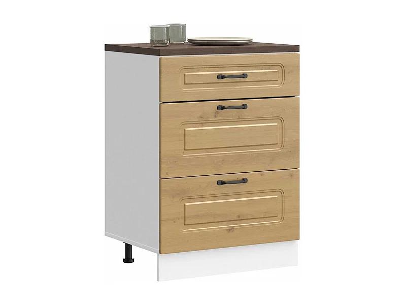 Keuken onderkast Kalmar bewerkt hout artisanaal eikenkleur