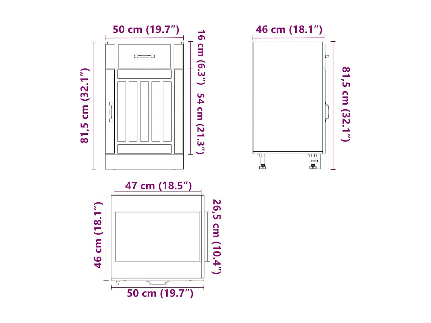 Mueble bajo de cocina Lucca roble artesanal