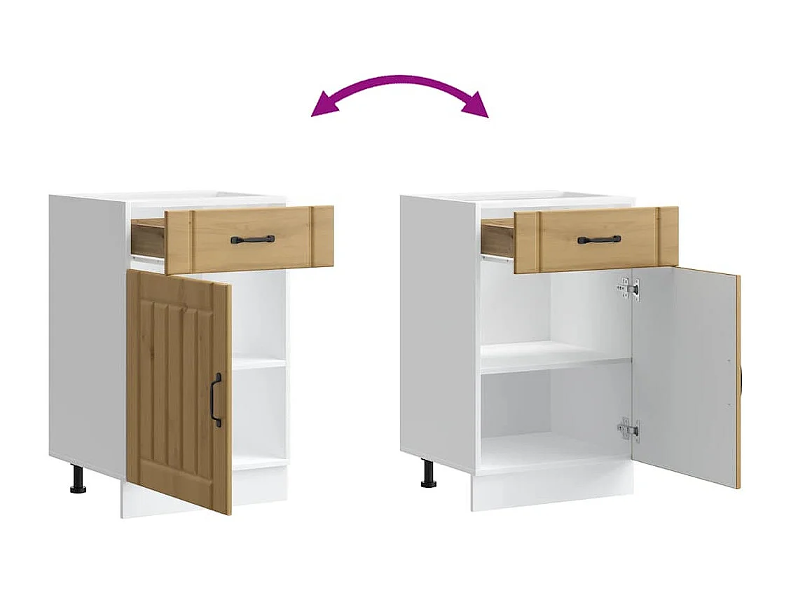 Mueble bajo de cocina Lucca roble artesanal