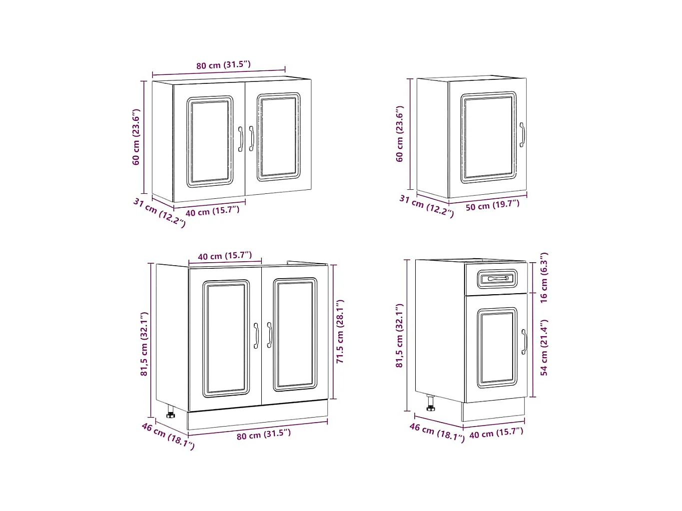 Ensemble d'armoires de cuisine 7 pcs Kalmar bois d'ingénierie