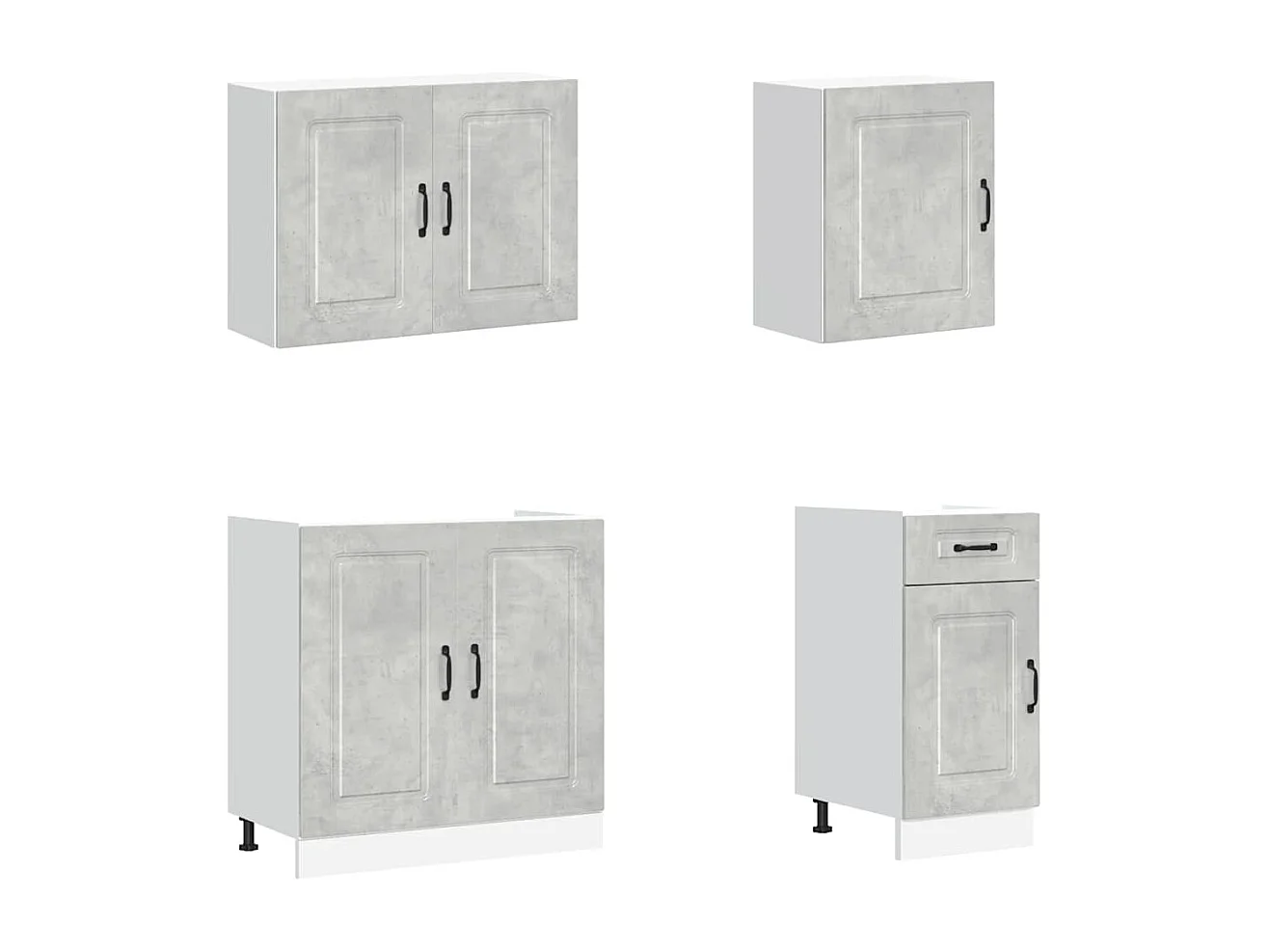 7 peças armário de cozinha conjunto Kalmar cinzento cimento