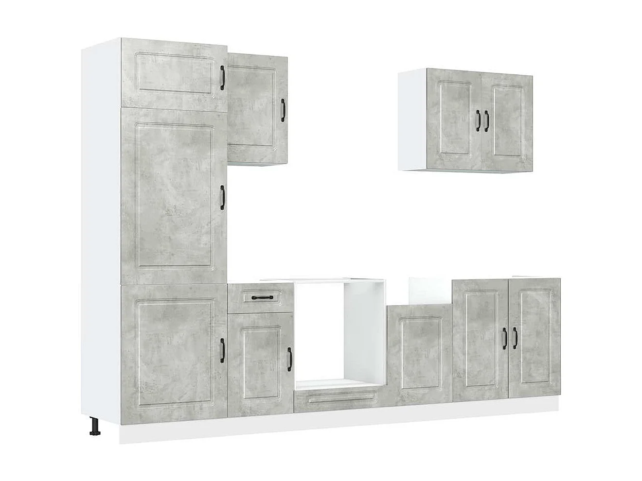 7 peças armário de cozinha conjunto Kalmar cinzento cimento