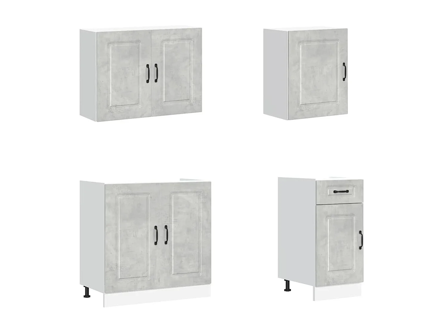 7 peças armário de cozinha conjunto Kalmar cinzento cimento