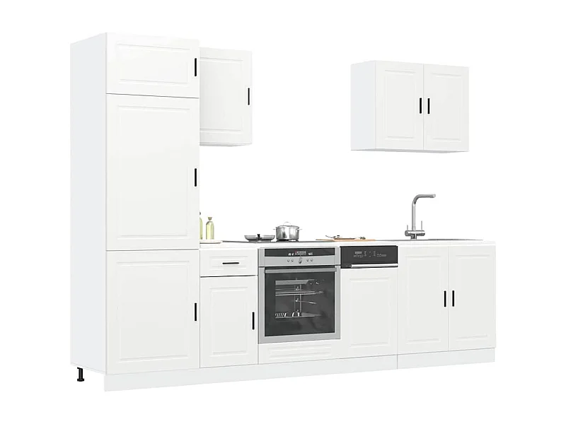 Ensemble de 7 meubles de cuisine "Porto" en bois d'ingénierie blanc