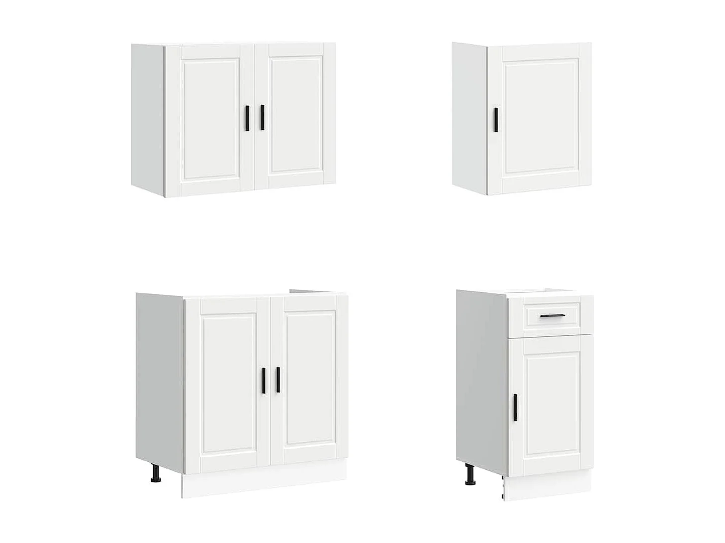 Ensemble de 7 meubles de cuisine "Porto" en bois d'ingénierie blanc