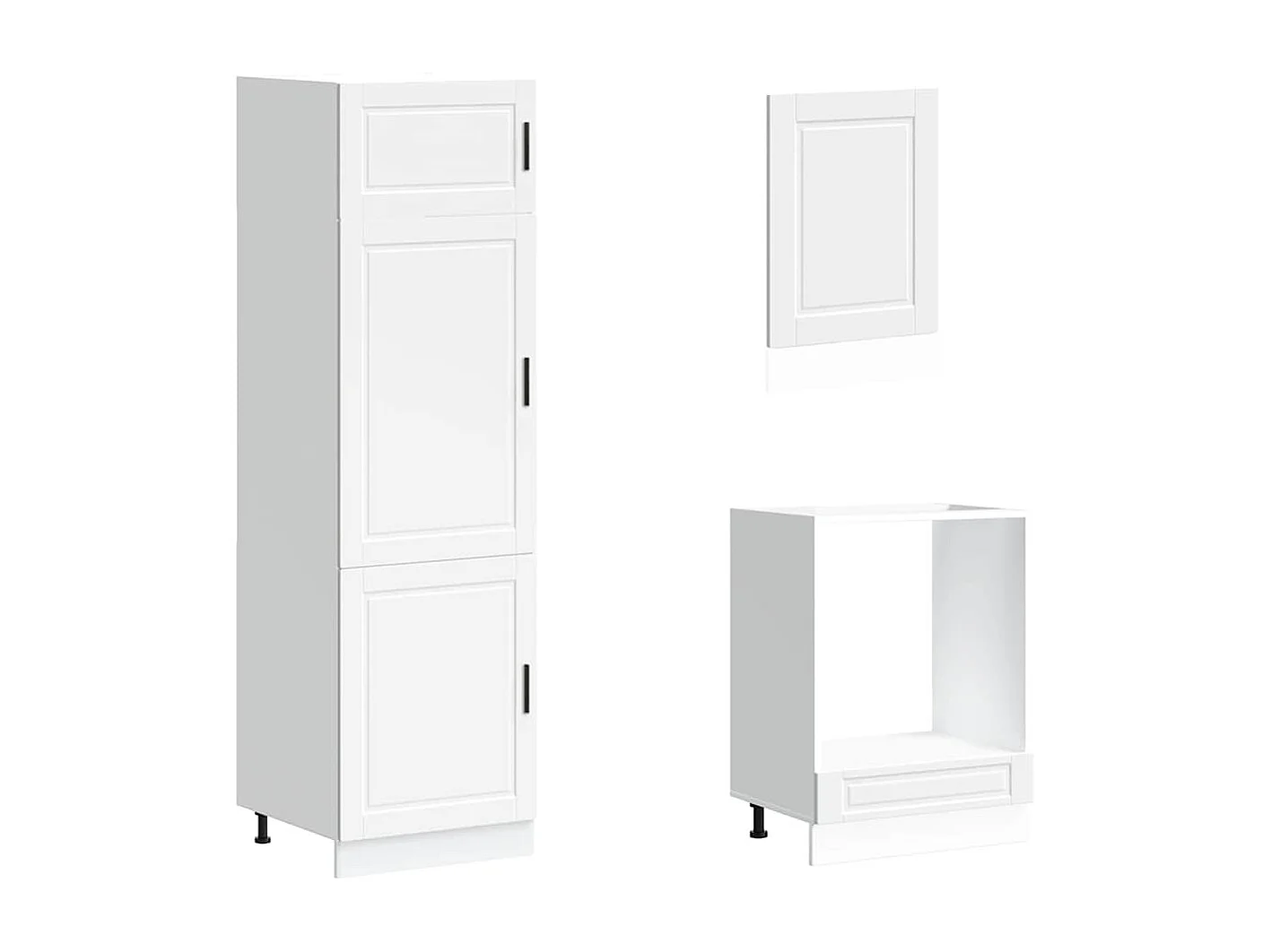 Ensemble de 7 meubles de cuisine "Porto" en bois d'ingénierie blanc