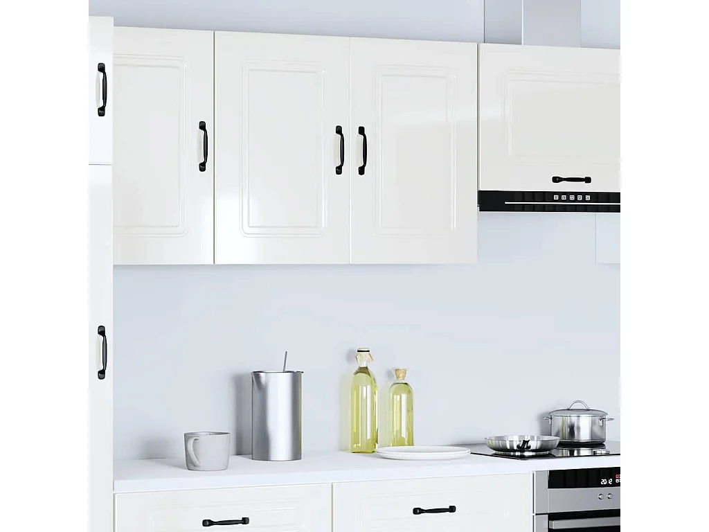 Armario de pared de cocina Kalmar blanca de alto brillo