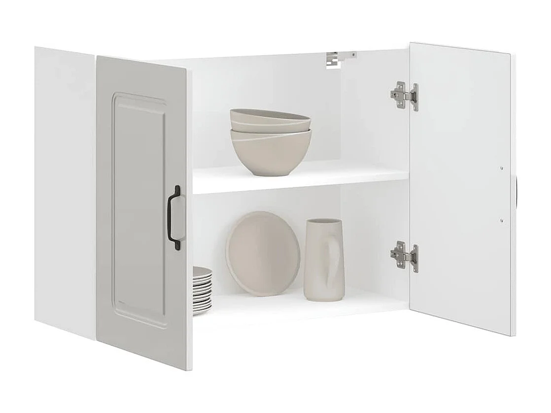 Armario de pared de cocina Kalmar blanca de alto brillo