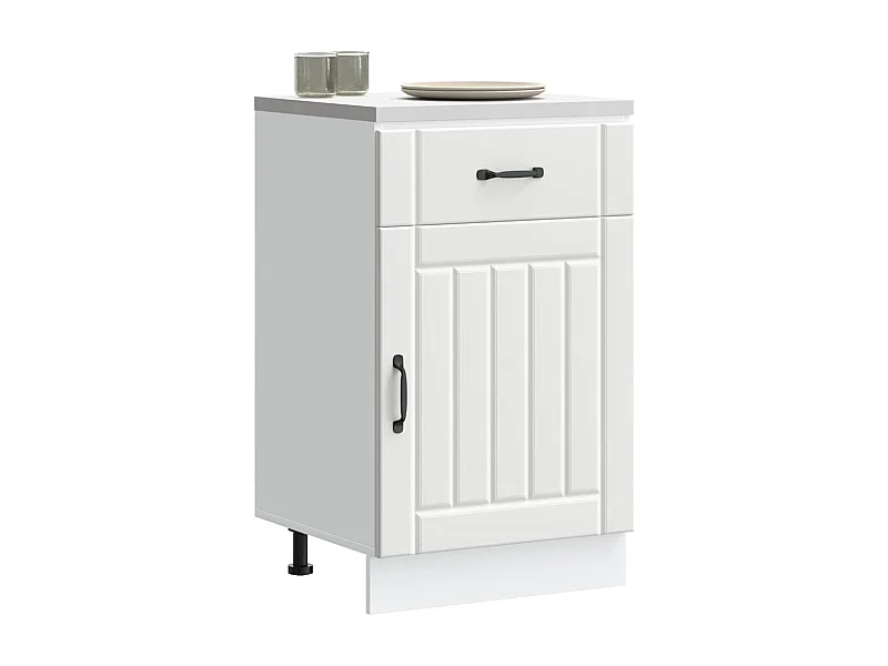 Mueble bajo de cocina Lucca madera de ingeniería blanca