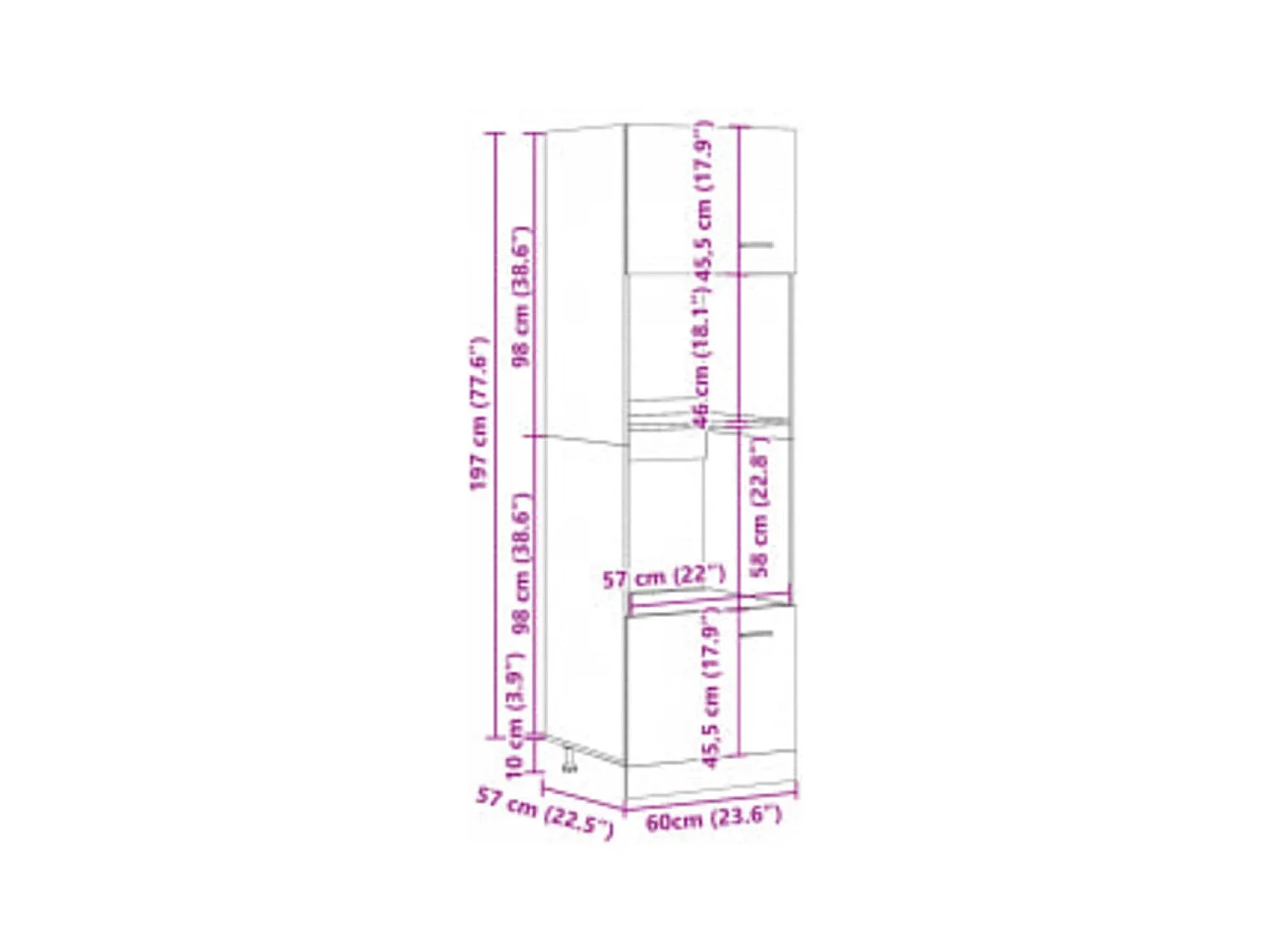 Mobile per Microonde “Lyon” Legno Antico 60x57x207 cm