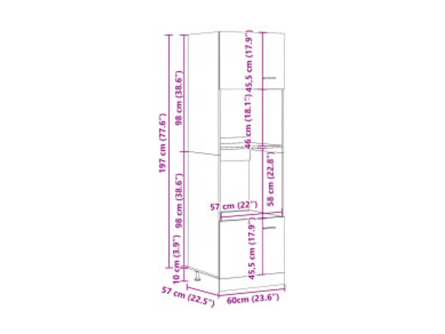 Meuble à micro-ondes "Lyon" Bois ancien 60 x 57 x 207 cm Bois d'ingénierie
