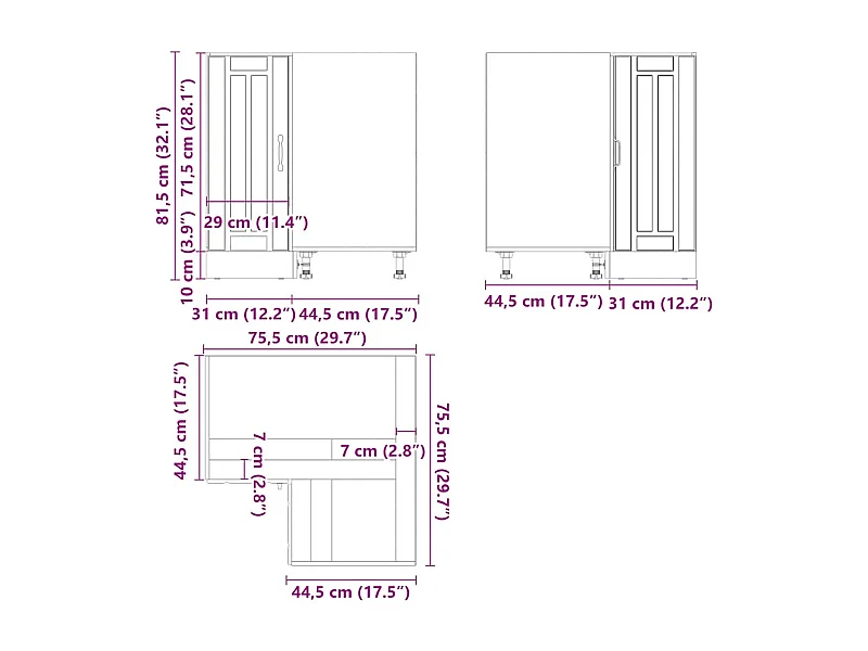 Küchen-Eckunterschrank Lucca Artisan-Eiche Holzwerkstoff