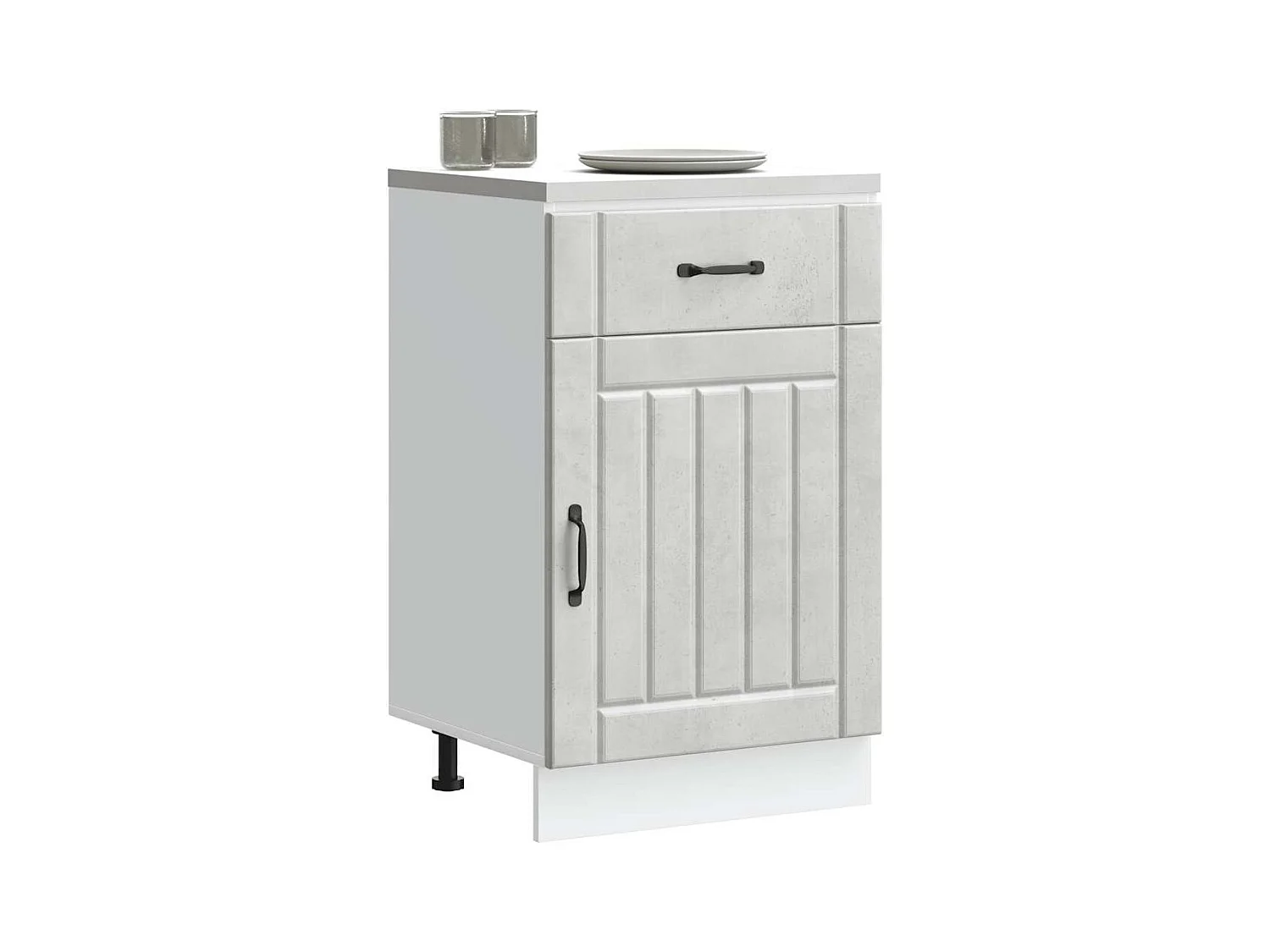 Armoire de cuisine Lucca gris béton bois ingénierie