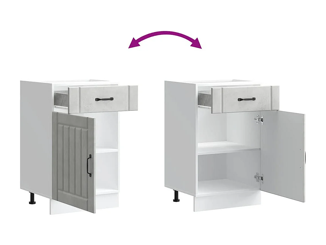 Base da Cucina Lucca Grigio Cemento in Legno Multistrato