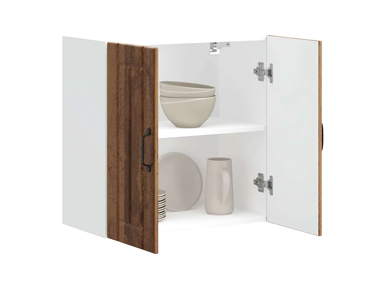 Keukenwandkast Lucca bewerkt hout oud houtkleurig