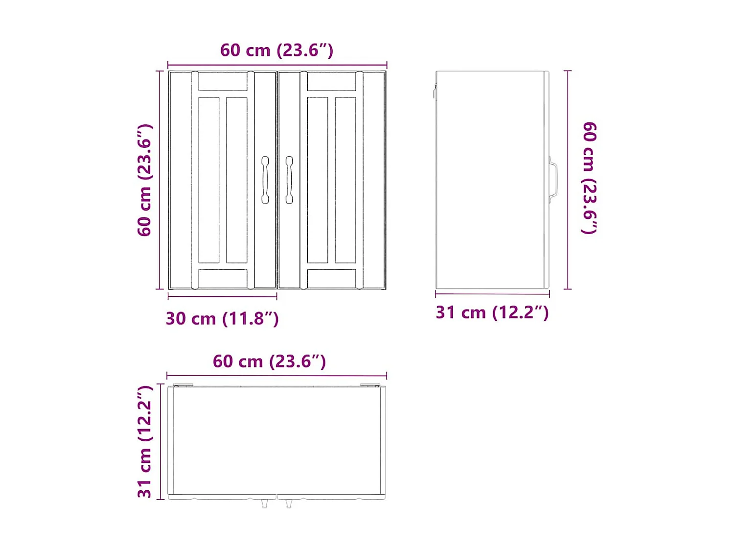 Keukenwandkast Lucca bewerkt hout oud houtkleurig