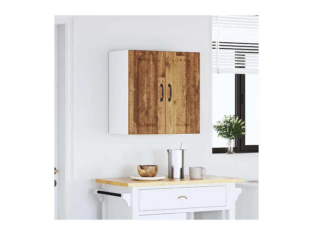 Keukenwandkast Lucca bewerkt hout oud houtkleurig