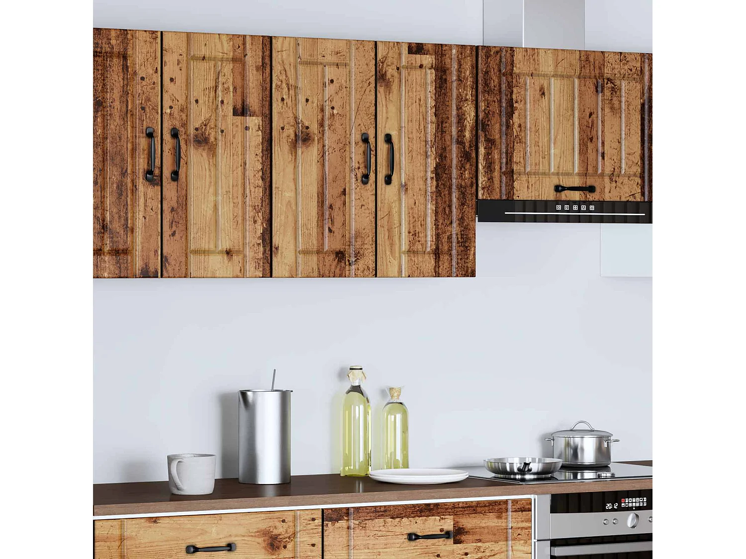 Armoire murale de cuisine Lucca vieux bois bois ingénierie