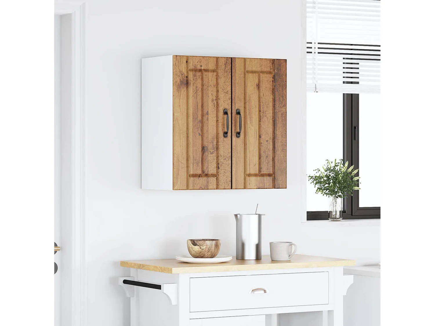 Armoire murale de cuisine Lucca vieux bois bois ingénierie