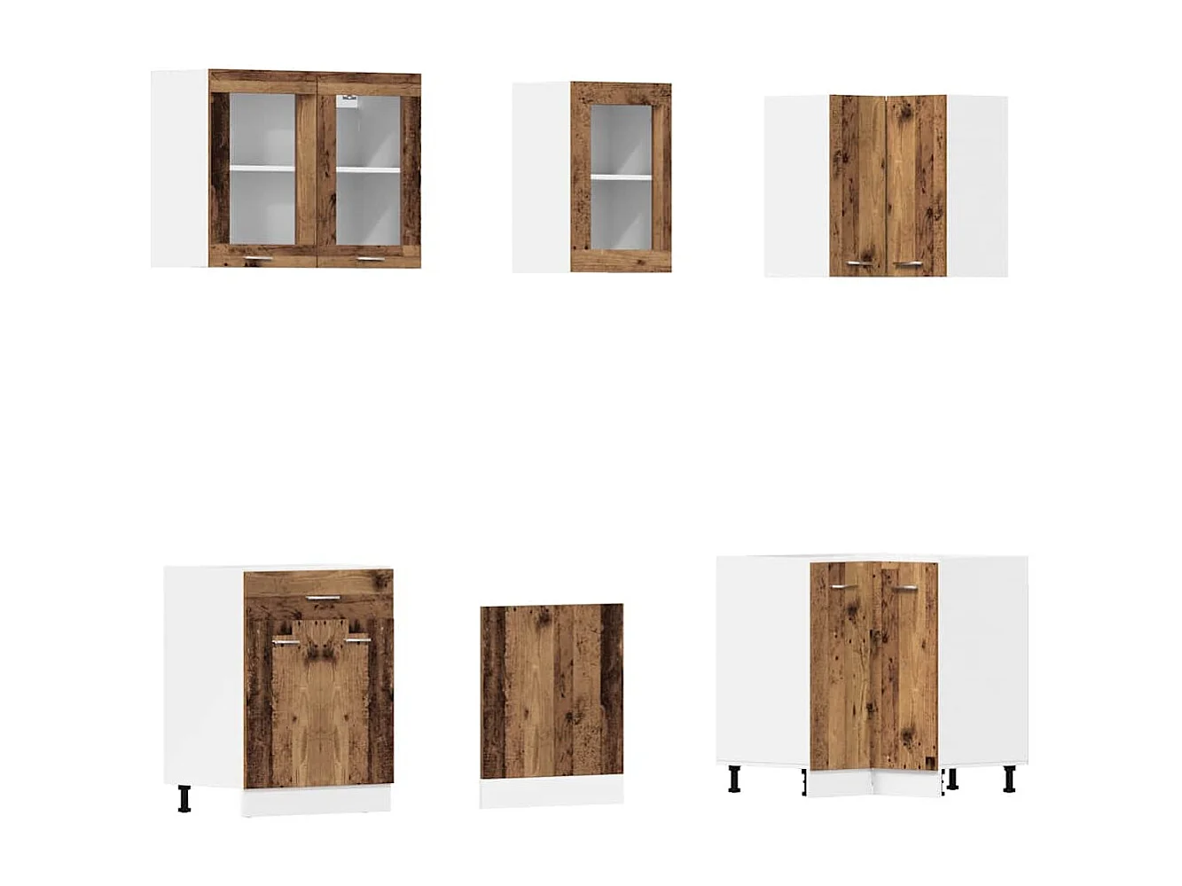 11 pcs armário de cozinha conjunto deriv. madeira Lyon madeira velha