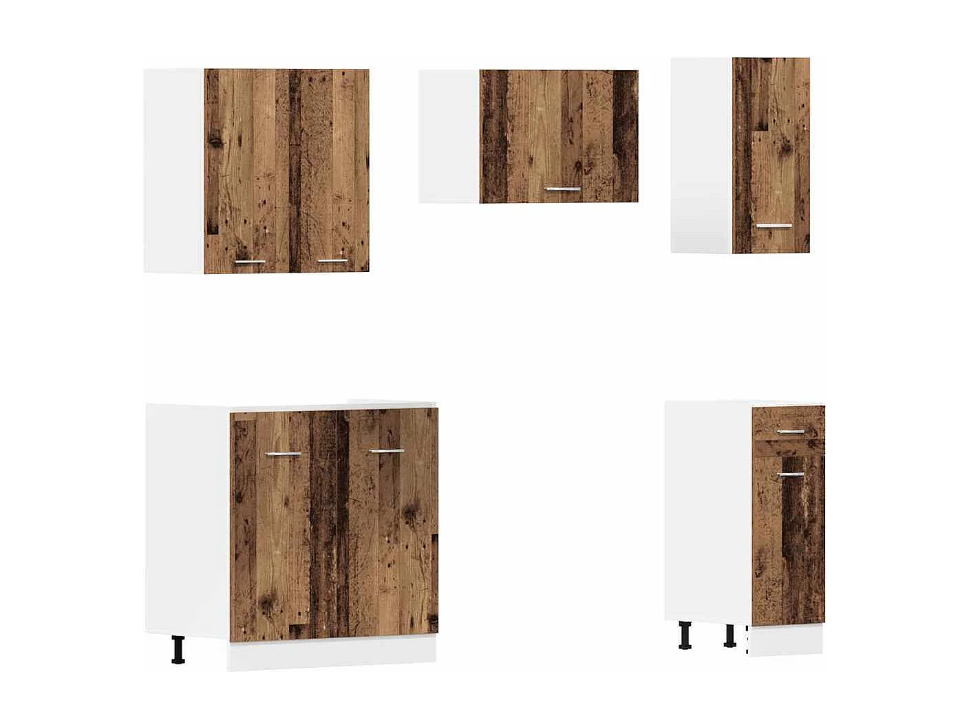 11 pcs armário de cozinha conjunto deriv. madeira Lyon madeira velha