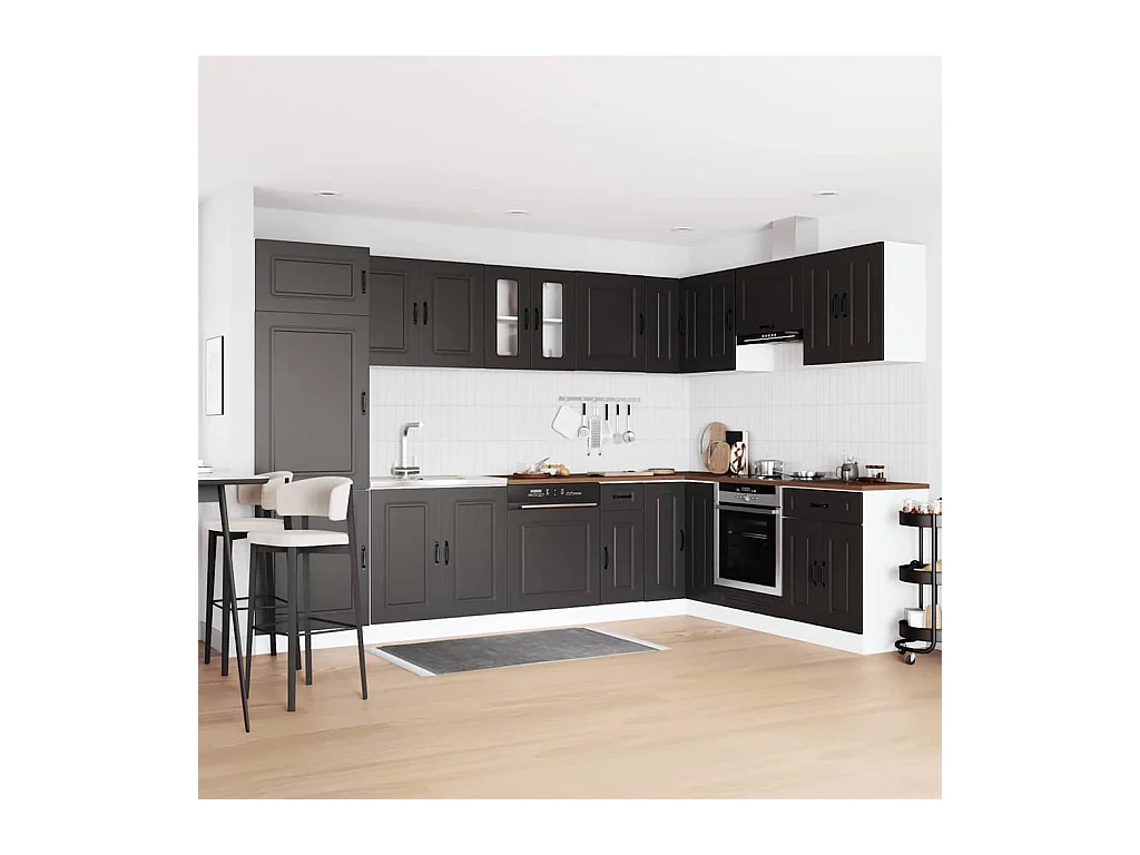 Mobile da cucina 2 pcs Nero 80 x 46 x 81.5 cm Legno multistrato